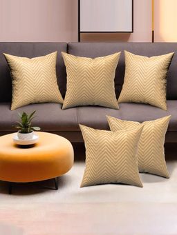 Kuber Industries - Gold Cushion Covers with Zip Closure (Pack of 5) (16 x 16)