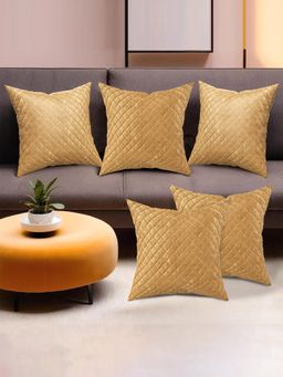 Kuber Industries - Gold Quilted Cushion Covers (Pack of 5) (16 x 16)