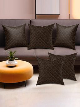 Kuber Industries - Brown Quilted Cushion Covers (Pack of 5) (16 x 16)