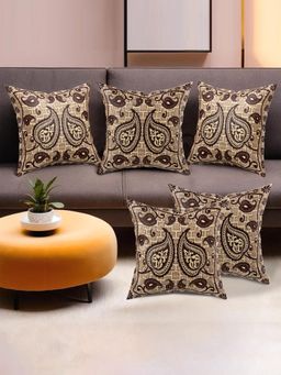 Kuber Industries - Brown Cushion Covers with Zip (Pack of 5) (16 x 16)