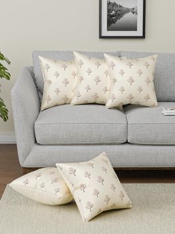 Kuber Industries - Cream Zip Closure Cushion Covers (Pack of 5) (16 x 16)