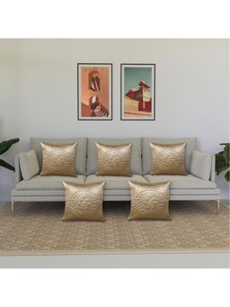 Kuber Industries - Satin Embossed Quilted Cream Cushion Covers (Pack of 5) (16 x 16)