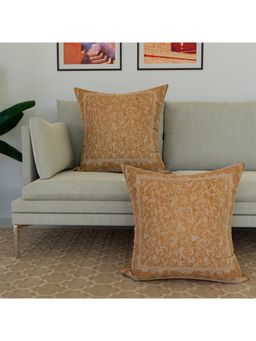 Kuber Industries - Polyester Square Embossed Couch Brown Cushion Covers (Pack of 2) (24 x 24)