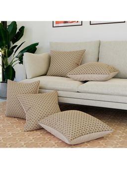 Kuber Industries - Polyester Square Embossed Dot Couch Cushion Covers (Pack of 5) (16 x 16)