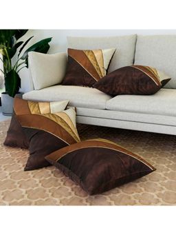 Kuber Industries - Polyester Cream Patang Wire Brown Cushion Covers (Pack of 5) (16 x 16)