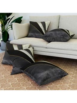 Kuber Industries - Polyester Grey Patang Wire Black Cushion Covers (Pack of 5) (16 x 16)