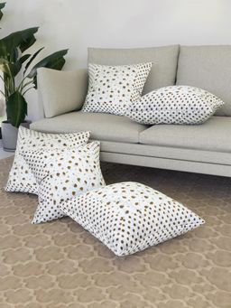 Kuber Industries - Dot Brown Flower Cushion Covers for Sofa (Pack of 5) (16 x 16)