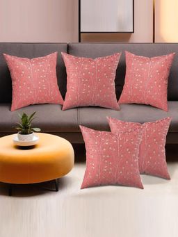 Kuber Industries - Fancy Velvet Sofa Rust Cushion Covers for Living Room (Pack of 5) (17 x 17)