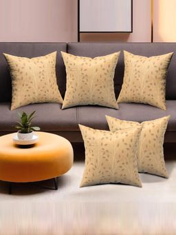 Kuber Industries - Fancy Velvet Sofa Gold Cushion Covers for Living Room (Pack of 5) (17 x 17)