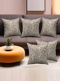 Kuber Industries - Fancy Velvet Sofa Grey Cushion Covers for Living Room (Pack of 5) (17 x 17)