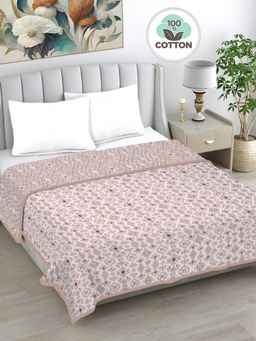 FABINALIV - Pink Ethnic Reversible AC Room 230 GSM Pure Cotton Bed Dohar (King)