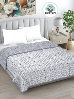 FABINALIV - Grey Ethnic Reversible AC Room 230 GSM Pure Cotton Bed Dohar (King)