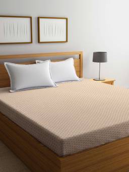 FABINALIV - Beige Geometric Waterproof Quilted Mattress Protector with Elastic Edges (King)