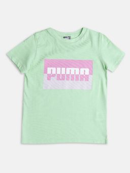 Puma - Graphic Box Logo Boys Green T-shirt