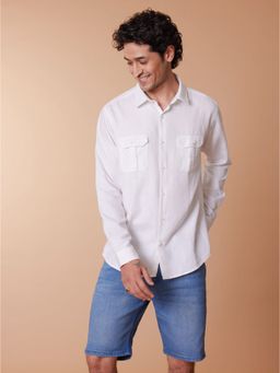 KINGDOM OF WHITE - KORO - Full Sleeves Shirt With Front Pleated Patch Pockets