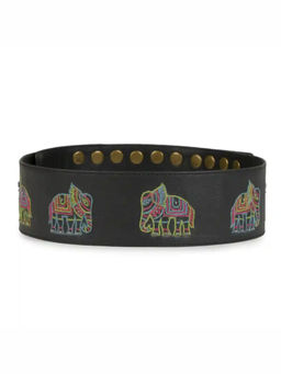 Gonecase - Elephant Hand Embroidered Black Bust Belt