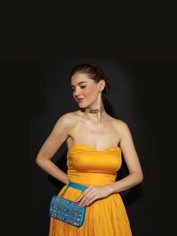Gonecase - Blue Hand Embroidered Wedding Waist Belt Bag