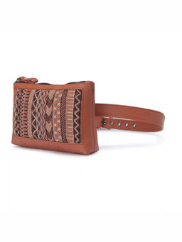 Gonecase - Brown Dhaka Hand Embroidered Waist Belt Bag