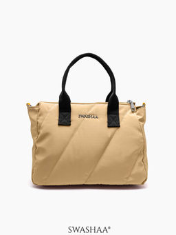SWASHAA - Plum Beige Nylon Hand Bag