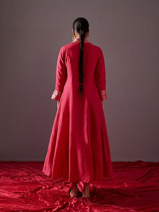 open lace back dress Contrast Stitch Short Sleeve Red Color Dress with Pockets and Belt –  Shopbloom main image 1