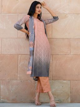 Libas - Omber Peach Kurta and Pant with Dupatta (Set of 3)