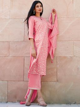 Libas - Printed Pink Kurta and Palazzo with Dupatta (Set of 3)