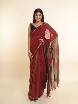 Suta - Red Stripes Cotton Blend Saree