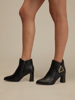 Twenty Dresses by Nykaa Fashion - Black Pointed Toe Ankle Length Block Heel Boots