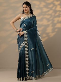 Libas - Blue Gota Work Saree with Unstitched Blouse