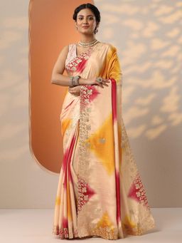 Libas - Multi-Color Ombre Gota Work Saree with Unstitched Blouse