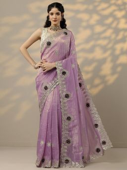 Libas - Lavender Gota Work Saree with Unstitched Blouse