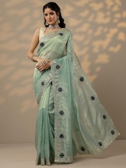Libas - Green Gota Work Saree with Unstitched Blouse