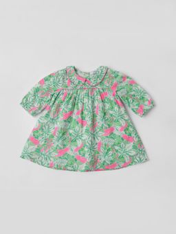 Nautinati - Girls Cotton Peterpan Collar Empire Waistline Knee Length Dress