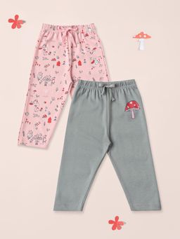 Nautinati - Cotton Solid and Forest Aop Leggings (Pack Of 2)