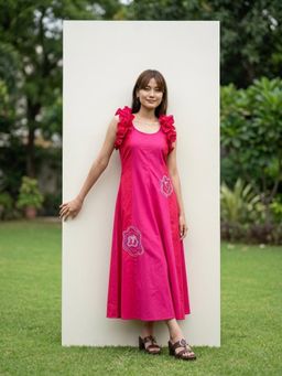 KALALOOM - Pink Chill Charm Ruffle Maxi Dress