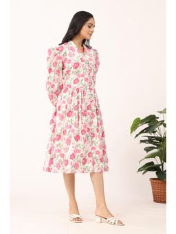 VASTRITO - Floral White Cotton Dress