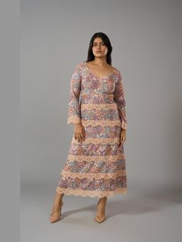 Taangerine Tiger - Cecille Tiered Nude Midi Dress