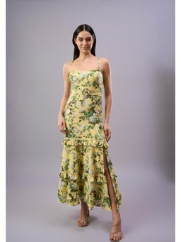 Taangerine Tiger - Elara Slit Yellow Midi Dress