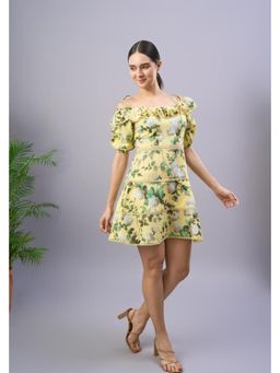 Taangerine Tiger - Cinzia Off-Shoulder Yellow Mini Dress