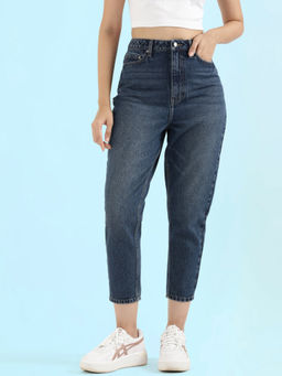 Go Colors - Soft Cotton Mom Fit Jeans for Women- Blue