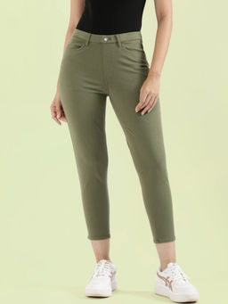 Go Colors - Soft Cotton Stretch Jeggings for Women-Olive