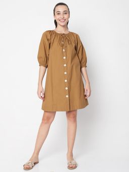 VERO MODA - Women Brown Solid Casual Dress