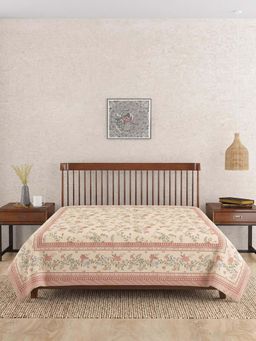 Fabindia - Pink Sienna Cotton Bed Cover (Double)