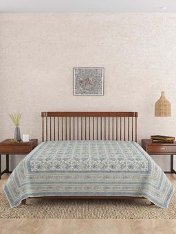 Fabindia - Blue Wabi Sabi Hand Woven Cotton Bed Cover (Double)