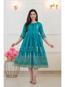 The Perfect Fit Co. - Teal Stylish Women's Casual Dress