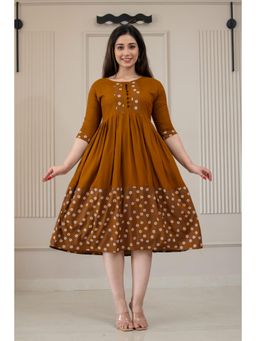 The Perfect Fit Co. - Mustard Comfy Women's Casual Dress