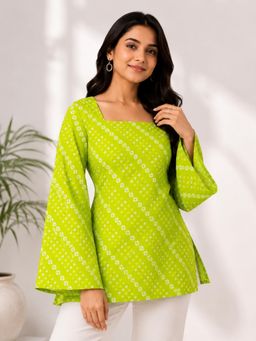 WineRed - Women Green Printed Corset Style Short Kurti