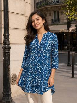 KAFTANIZE - Blue Printed Short Kurti