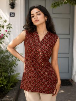 KAFTANIZE - Red Printed Short Kurti