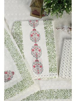 MEENA BAZAAR Since 1970 - Green Printed Women Unstitched Kurta with Pant and Dupatta
